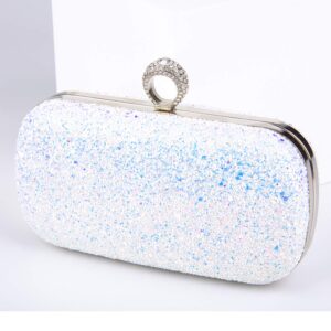 Women Evening Bags Handbags Glitter And Clutches for Women Purse Totes Dance Wedding Party Parites PromWith Two Chain Strap Black Pink Gold Silver White(white)