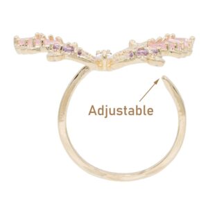 Lavencious Butterfly Design with AAA CZ Color Stones Adjustable Statement Rings for Women (Gold + Multi Color CZ)