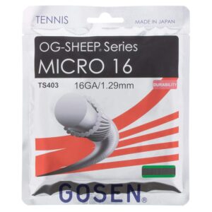 gosen og-sheep micro, 16 black 40' all-round performance, synthetic tennis string