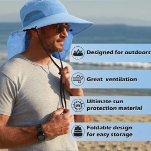 Neck Flap Sun Hat with Wide Brim, UPF 50+ Hiking Safari Fishing hat for Women Men, Sun Protection Hat for Summer Adventures