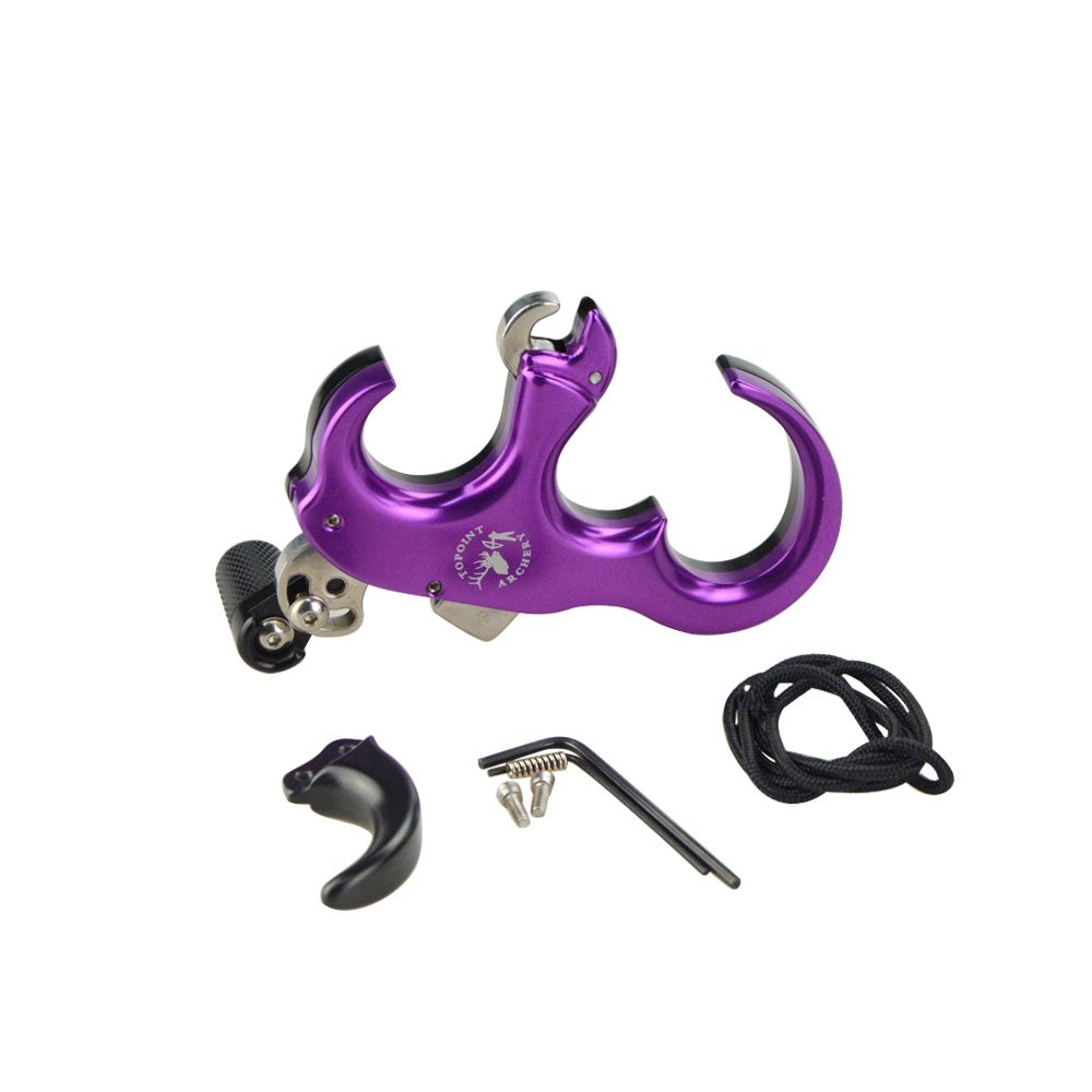 SHARROW Bow Release Aid 3/4 Fingers Automatic Archery Release Aluminium Alloy Thumb Trigger for Compound Bow Accessory (Purple)