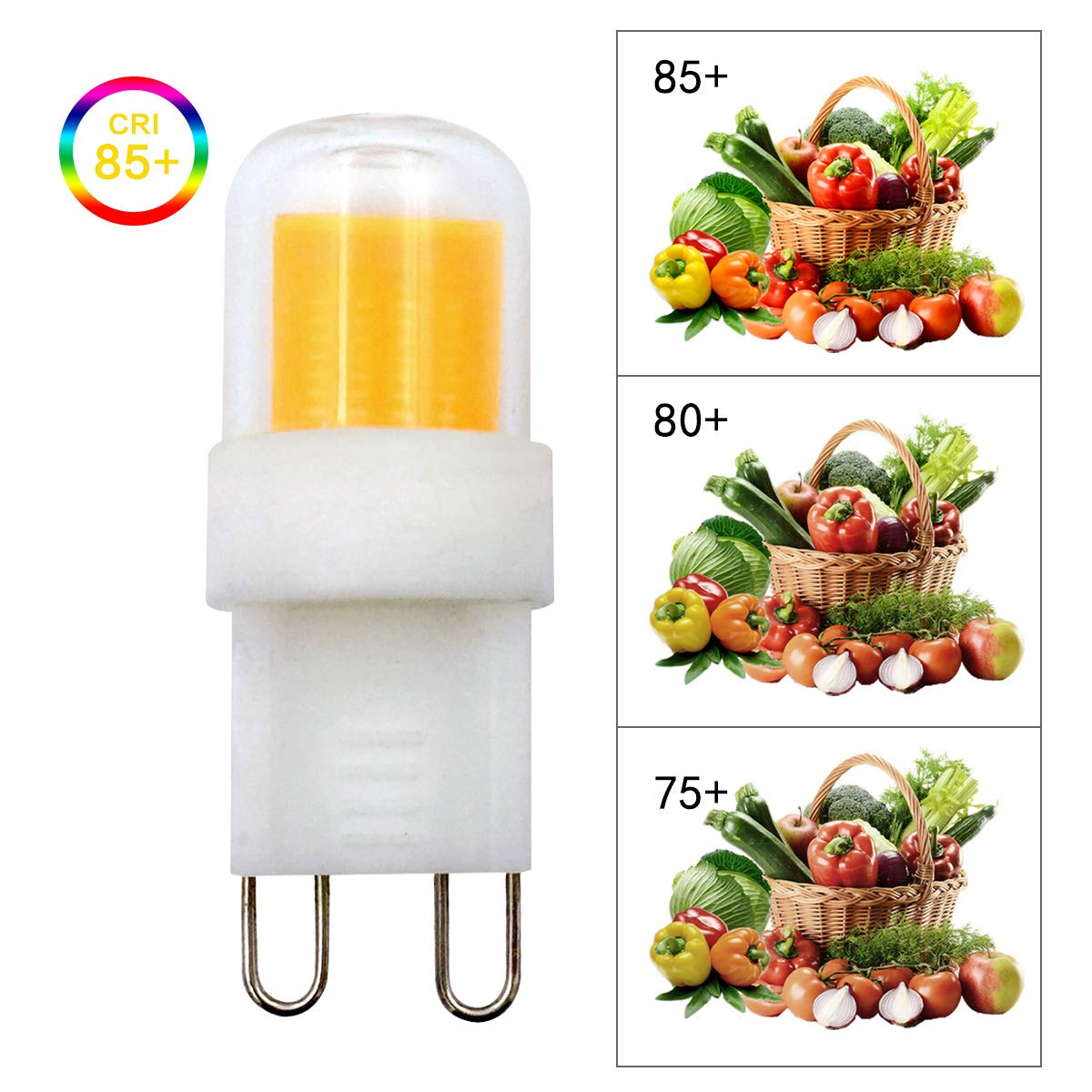 ZHENMING G9 LED Light Bulbs, Dimmable G9 Base, 4W Equivalent 40W Halogen, 300LM, Warm White 3000K, AC 110V/120V/130V, G9 Bin-pin Base, G9 Bulbs for Home Lighting (Pack of 4)