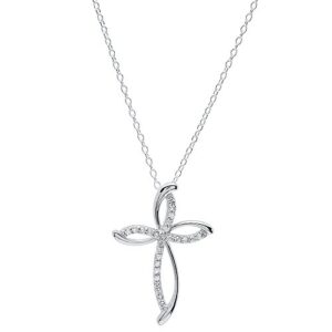 dazzlingrock collection 0.25 carat (ctw) sterling silver round diamond women cross pendant with 18 inch silver chain