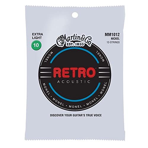 Martin Retro 12-String Acoustic Guitar Strings, Extra Light .010-.047 (MM1012)