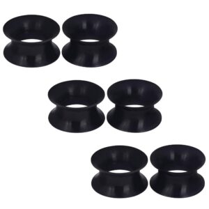 yungger 3 pairs black ultra thin silicone double flared flexible tunnel ear stretching plug gauge 00g, black