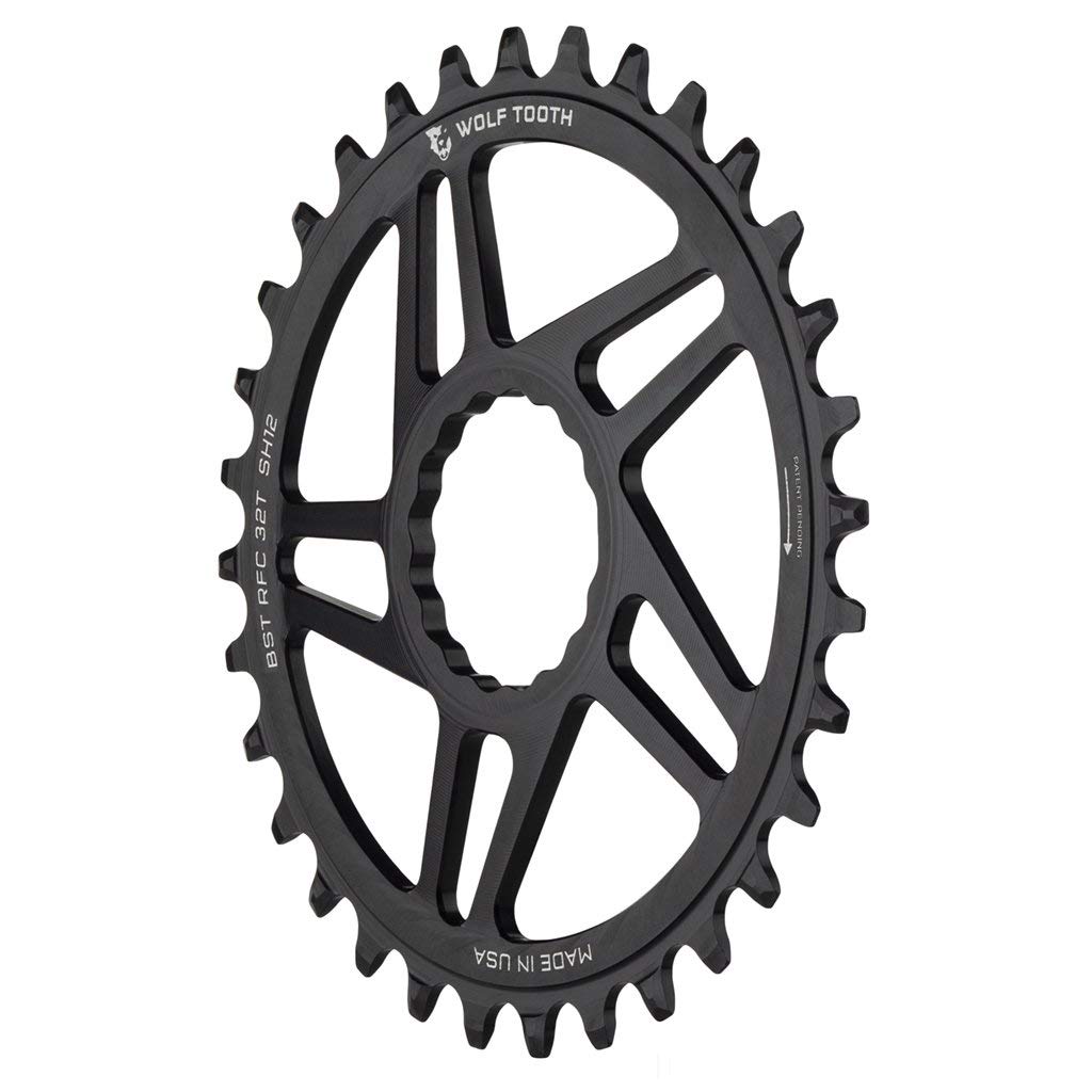 Wolf Tooth Direct Mount Mountain Bike Chainrings for Race Face Cinch for Shimano 12spd Hyperglide+ Chain (32 Tooth, Drop-Stop ST, Boost, MTB)