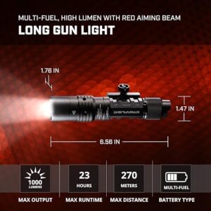 Streamlight 88090 ProTac Rail-Mount HL-X USB 1000-Lumen Rechargeable Multi-Fuel Weapon Light with Integrated Red Aiming Beam, Remote Switch, Tail Switch, and Clips, Black