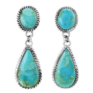 Turquoise Earrings Sterling Silver 925 Genuine Turquoise Jewelry (Select style) (Big & Bold)