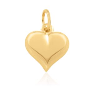 JULIETTE COLLECTION 14KT Yellow Gold Mini Polished Puffed Heart Fashion Pendant/Charm for Women, 12mm x 7mm – Exquisite and Stylish