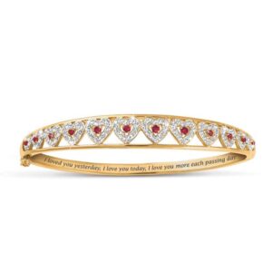 the danbury mint i love you ruby & diamond bangle | women's bracelets | ruby jewelry | romantic heart jewelry | gifts for her | features 12 rubies & 12 diamonds | #5291-0015