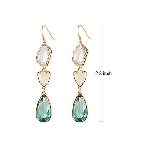 Newyht Crystal Fashion Earrings Classic Vintage Dangle Drop Earrings for Women Girls (green)