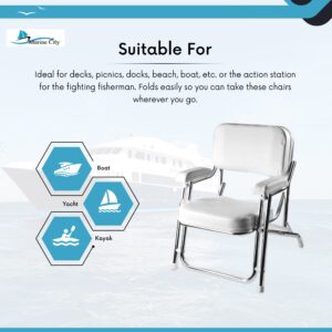 MARINE CITY Aluminum Portable Folding Cushioned Comfortable Boat Deck Beach Chair with Foam Padding for Marines – Boats – Yachts – Ships (Pack of 1)