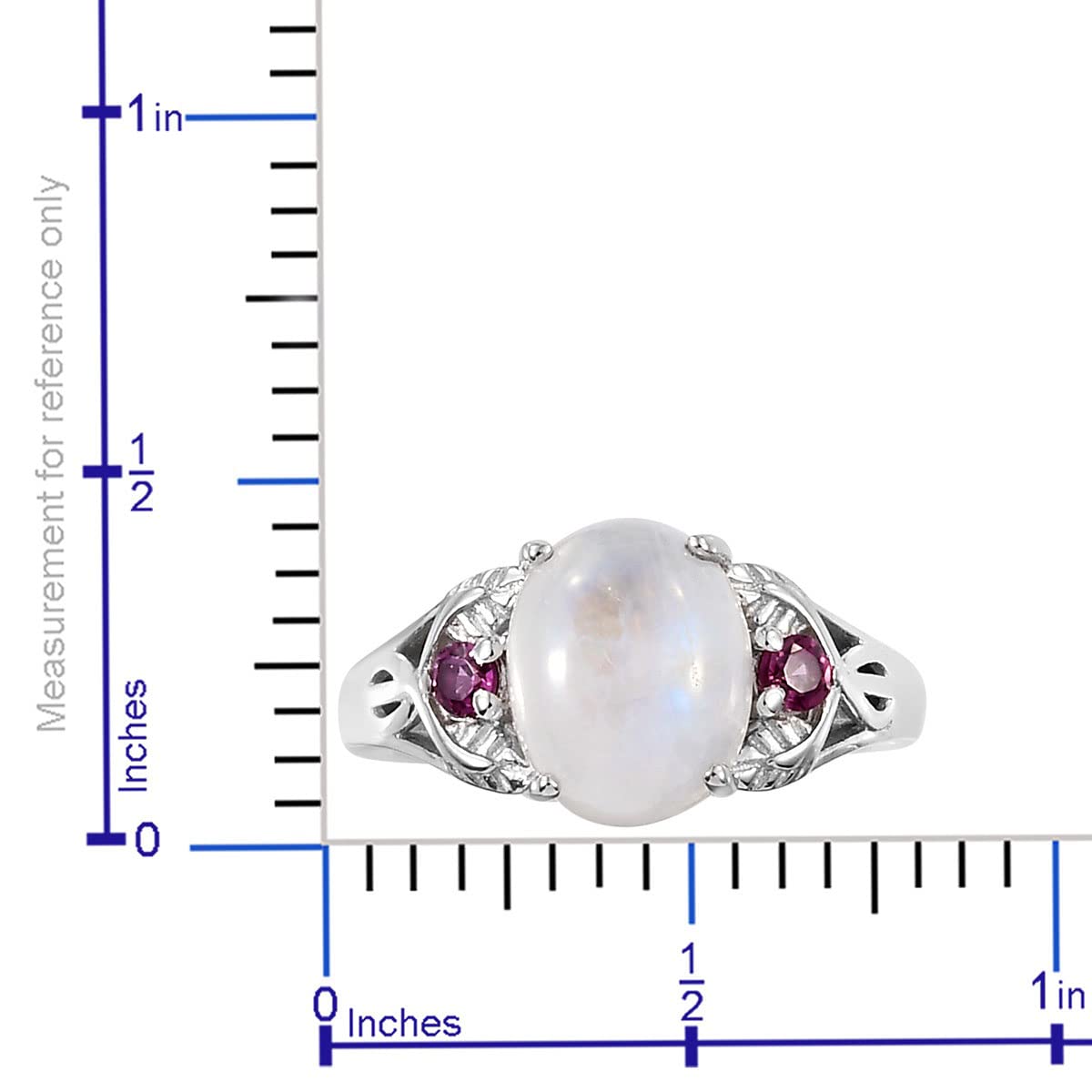 Shop LC Rainbow Moonstone Rhodolite Garnet Ring for Women 925 Sterling Silver Platinum Plated Gifts for Women for Her Size 8 Birthday Gifts