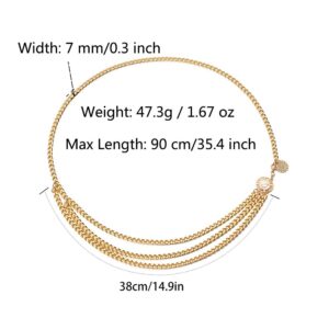 Jurxy Multilayer Alloy Waist Chain S Size Body Chain for Women Golden Waist Belt Pendant Belly Chain Adjustable Body Harness for Jeans Dresses – Gold Style 1