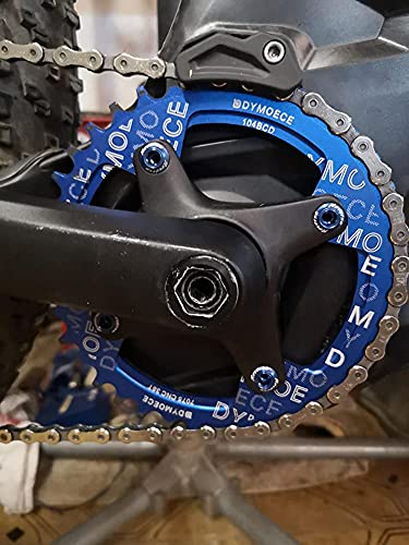 Dymoece Narrow Wide Bike Single Chainring 104BCD 32T 34T 36T 38T for 9 10 11 Speed Round,Black/Red-Compatible with Most of Shimano and Sram Cranksets