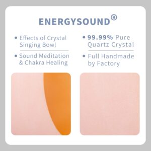 ENERGYSOUND 432Hz Perfect Pitch D Sacral Chakra Orange Colored Frosted Quartz Crystal Singing Bowl 10 inch mallet & o-ring included