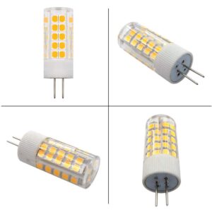 ZHENMING G4 LED Bulbs 110V-130V (Not Low Voltage 12V) G4 Bi-Pin Base Spotlight Lighting Dimmable 5W Warm White 3000K Replace 45W G4 Halogen Lamp, for Under-Cabinet Lights, Ceiling Lights, Pack of 4