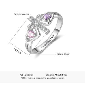 Lam Hub Fong Personalized Mothers Day Gifts Birthstone Rings for Women Mother Daughter Promise Rings for Her Custom Engagement Name Rings for Her Girlfriend Wife (2 Birthstones-4, 5)