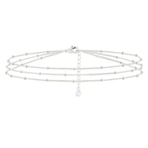 mevecco bracelet for women sliver layered satellite chain bead sliver plated dainty 3 layer simple jewelry