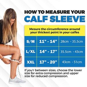 POWERLIX Calf Compression Sleeve (Pair) – Supreme Calf Cramp & Shin Splint Sleeves for Men & Women – Leg Compression Socks 20-30 mmHg – Great for Pain Relief, Running, Work, Travel, Sports & More