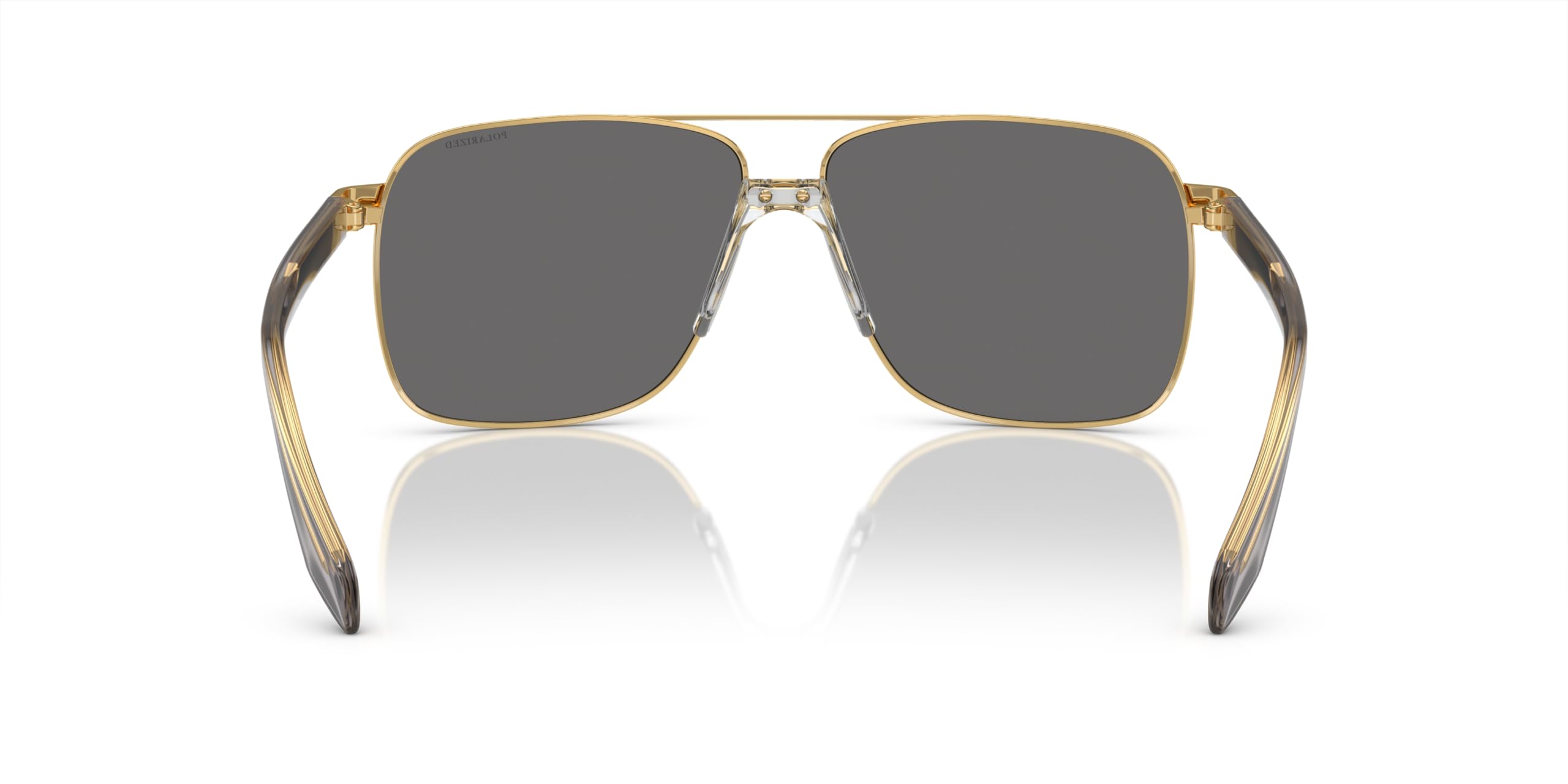 Versace Man Sunglasses Gold Frame, Dark Grey Mirror Silver Polarized Lenses, 59MM