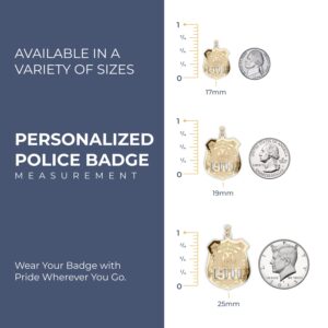 PicturesOnGold.com Personalized Police Badge with Your Number & Department in Solid 10K, 14k Gold or Sterling Silver (Sterling Silver, 1 Inch X 1-1/4 Inch)