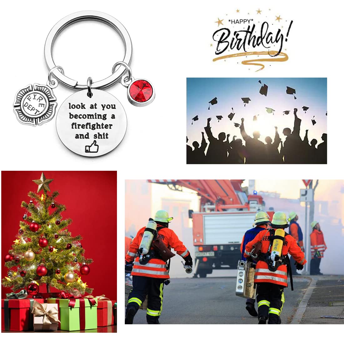 Gzrlyf Firefighter Gifts Look at You Becoming a Firefighter Keychain Fireman Gifts (Keychain)