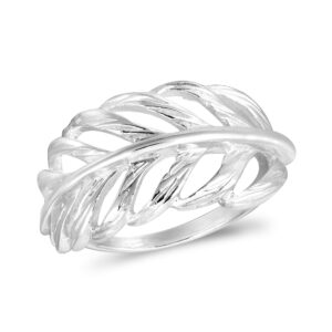 AeraVida Elegant Nature Chunky Sterling Silver Leaf Wraparound Ring | Adorable Wedding Rings For Women | Casual Comfort Fit Silver Rings for Women | Mother’s Day | Sterling Silver Rings Sizes 9