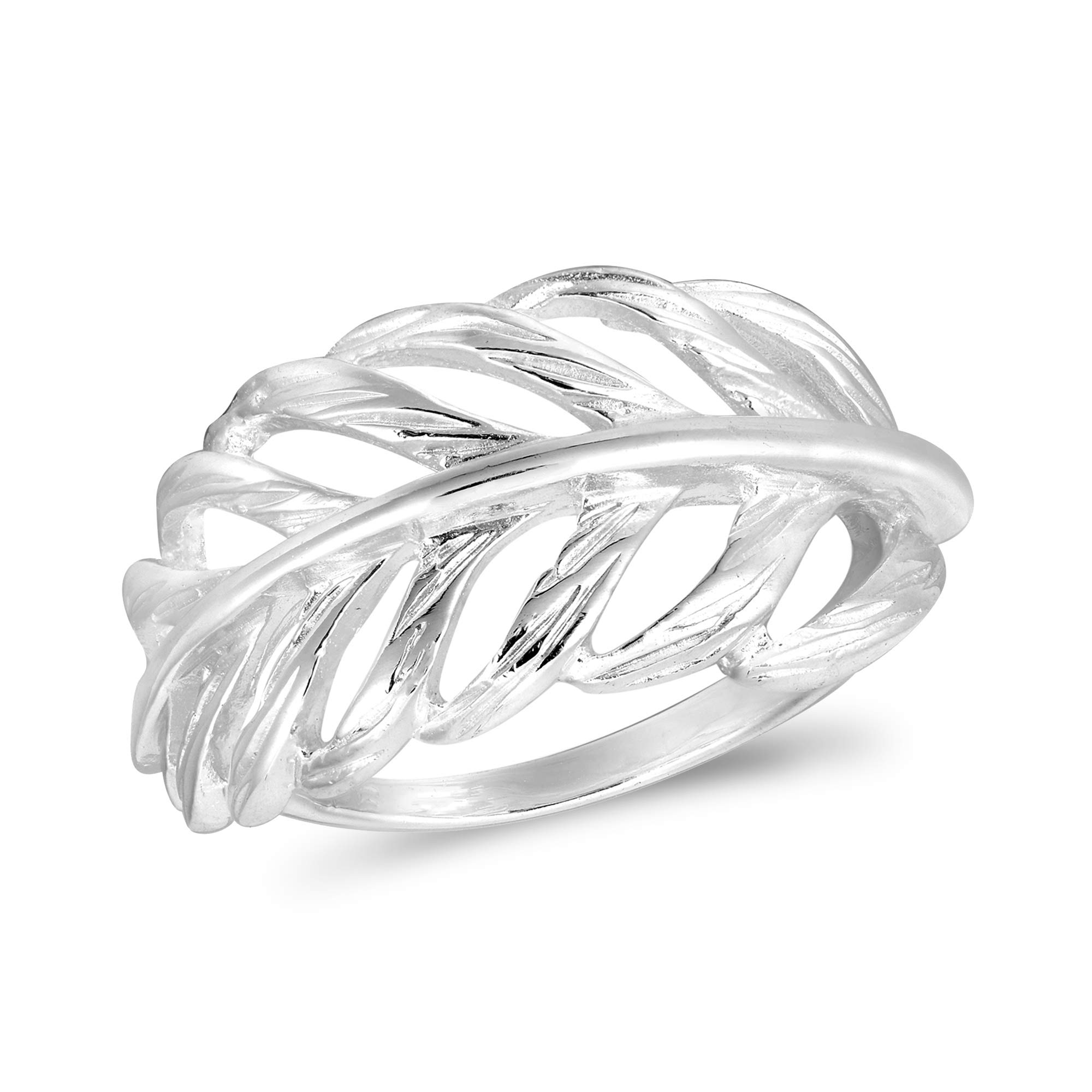 AeraVida Elegant Nature Chunky Sterling Silver Leaf Wraparound Ring | Adorable Wedding Rings For Women | Casual Comfort Fit Silver Rings for Women | Mother’s Day | Sterling Silver Rings Sizes 9