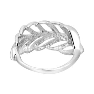 AeraVida Elegant Nature Chunky Sterling Silver Leaf Wraparound Ring | Adorable Wedding Rings For Women | Casual Comfort Fit Silver Rings for Women | Mother’s Day | Sterling Silver Rings Sizes 9