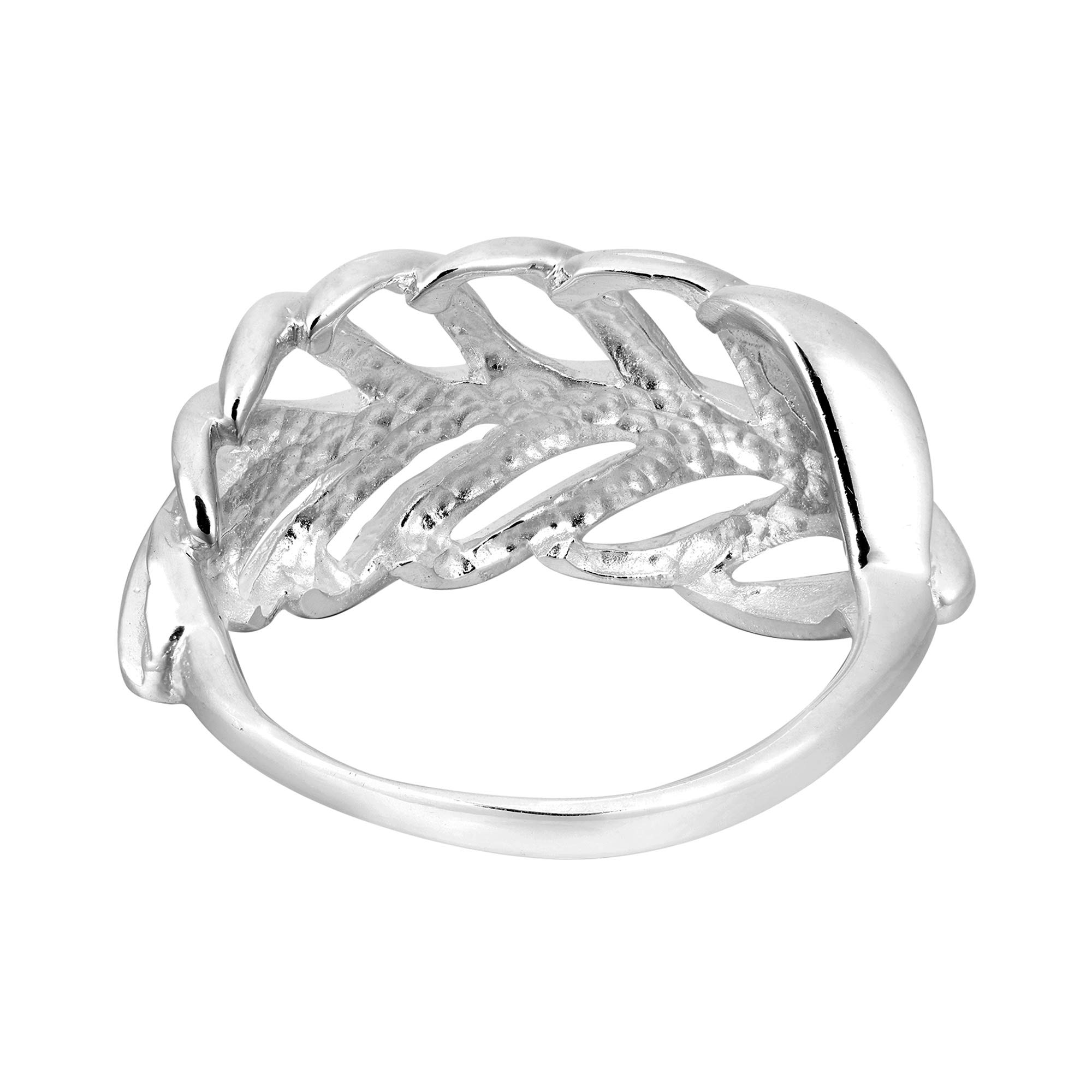 AeraVida Elegant Nature Chunky Sterling Silver Leaf Wraparound Ring | Adorable Wedding Rings For Women | Casual Comfort Fit Silver Rings for Women | Mother’s Day | Sterling Silver Rings Sizes 9