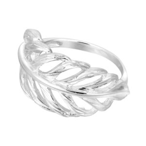 AeraVida Elegant Nature Chunky Sterling Silver Leaf Wraparound Ring | Adorable Wedding Rings For Women | Casual Comfort Fit Silver Rings for Women | Mother’s Day | Sterling Silver Rings Sizes 9