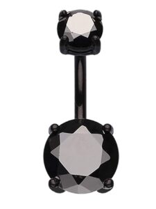 covet jewelry colorline cubic zirconia gem prong sparkle belly button ring (14 ga, 10mm, ball: 6x10mm, black)