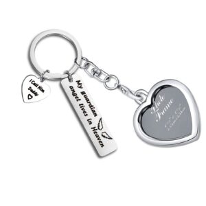 LQRI Memorial/Remembrance Photo Frame Keychain My Guardian Angel Lives in Heaven I Call Him Daddy Memorial Keychain Loss of a Dad Sympathy Gift In Memory of Dad (SILVER)