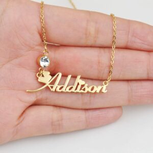 HUAN XUN Custom Any Name Hadassah Necklaces Birthstone Pendant