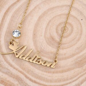 HUAN XUN Custom Any Name Hadassah Necklaces Birthstone Pendant