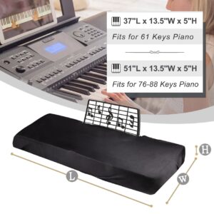 Explore Land Stretchy 88 Keys Piano Keyboard Dust Cover with Music Stand Opening for Digital Electronic Piano (88, Black)