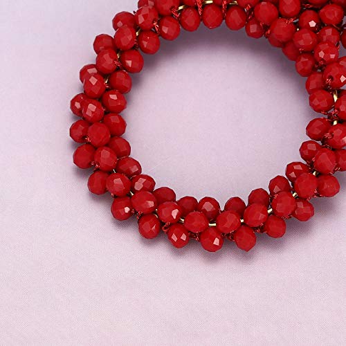 ZITULRY Statement Drop Earrings for Women Drazy Beads Dangle Earrings Wrapped Beads Earrings (Red)