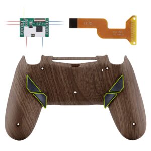 extremerate wood grain patterned dawn programable remap kit for ps4 controller with upgrade board & redesigned back shell & 4 back buttons - compatible with jdm-040/050/055 - controller not included