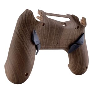 eXtremeRate Wood Grain Patterned Dawn Programable Remap Kit for PS4 Controller with Upgrade Board & Redesigned Back Shell & 4 Back Buttons - Compatible with JDM-040/050/055 - Controller NOT Included