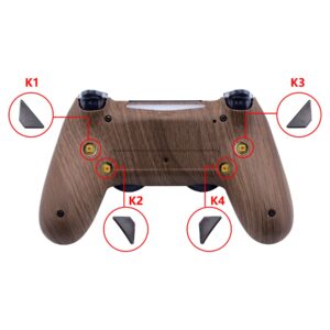 eXtremeRate Wood Grain Patterned Dawn Programable Remap Kit for PS4 Controller with Upgrade Board & Redesigned Back Shell & 4 Back Buttons - Compatible with JDM-040/050/055 - Controller NOT Included