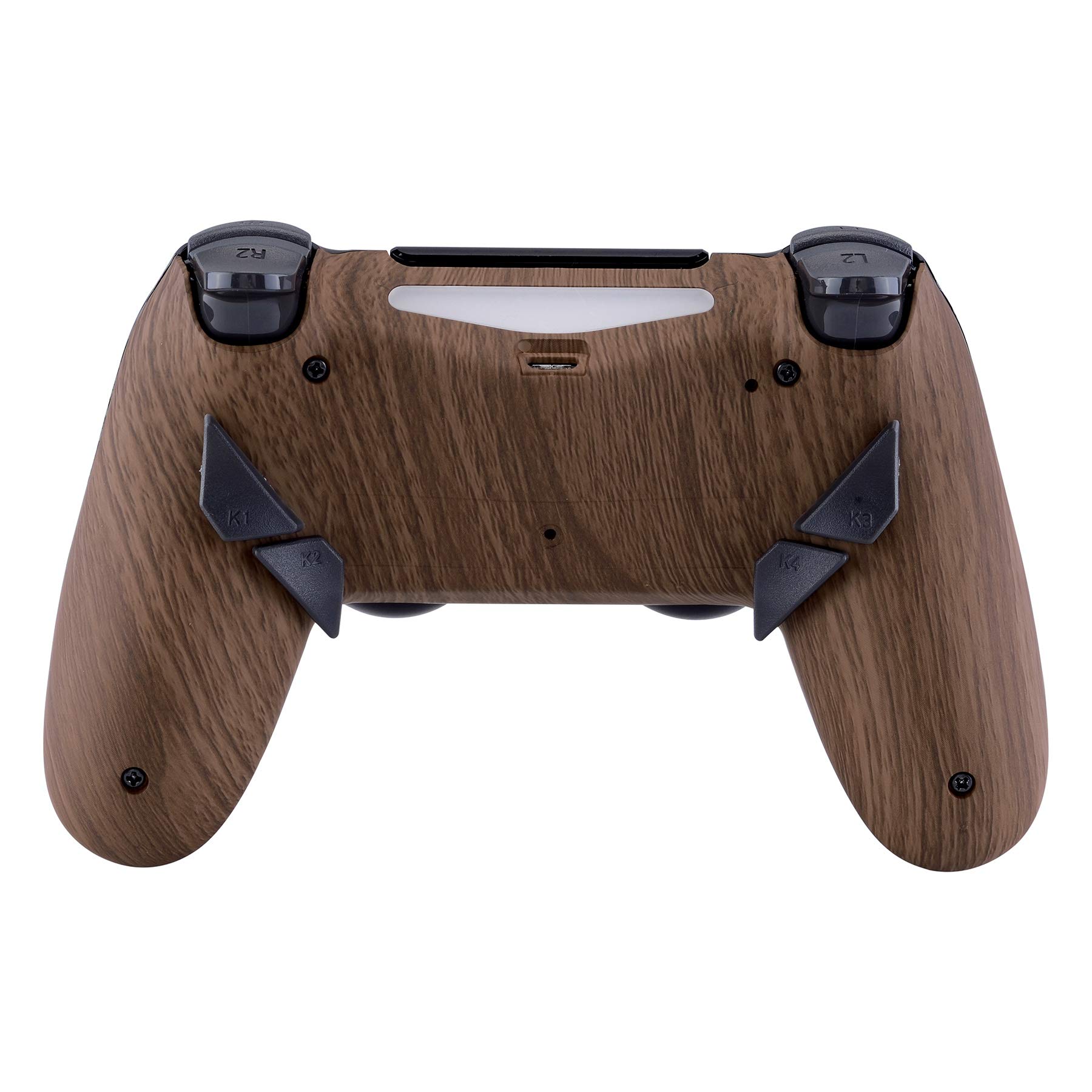 eXtremeRate Wood Grain Patterned Dawn Programable Remap Kit for PS4 Controller with Upgrade Board & Redesigned Back Shell & 4 Back Buttons - Compatible with JDM-040/050/055 - Controller NOT Included