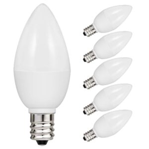 taiyaloo led c7 s6 1w night light bulbs, 10 watt light bulbs equivalent, warm white 3000k, e12 candelabra base, small light bulb for bedroom porch, hallways, salt lamp, chandeliers (5 pack)