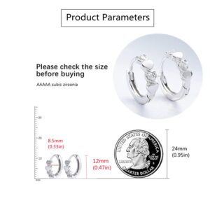 Double Love Heart Cubic Zirconia Sleeper Small Hoop Earrings for Women Teen Girls Cartilage Tiny Cute CZ Huggie Hoops Hypoallergenic for Sensitive Ear