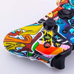 9CDeer 1 Piece of SiliconeTransfer Print Protective Cover Skin + 6 Thumb Grips for Xbox One/S/X Controller Cartoon Paints