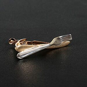 Flairs New York Gentleman's Premium Handmade Artisan Tie Bars Clips Cufflinks (2.00, Gold Knife/Silver Fork)