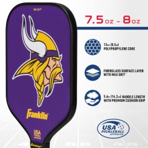 Franklin Sports NFL Minnesota Vikings Pickleball Paddle - Pickleball X - Polypropylene Core, Team Logo - NFL Official Licensed Product