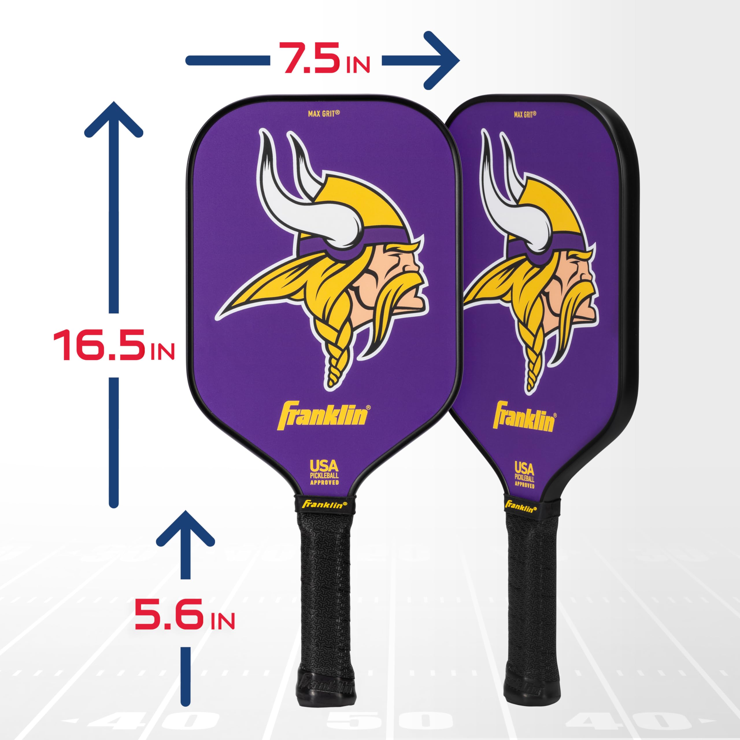 Franklin Sports NFL Minnesota Vikings Pickleball Paddle - Pickleball X - Polypropylene Core, Team Logo - NFL Official Licensed Product