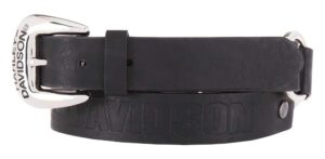 harley-davidson women's luna looped genuine leather belt, black hdwbt11657 (m)