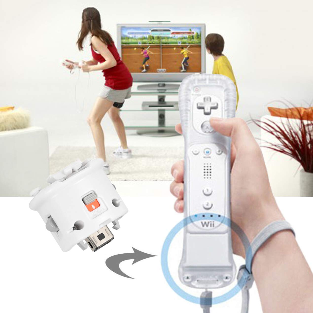 GIRIAITUS Wii Motion Plus Adapter-External Remote Motion Plus Sensor Controller -White,Set2 Pack